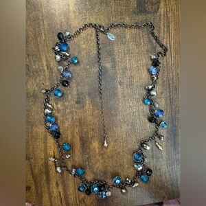 White House Black Market Blue and Black Gem Necklace